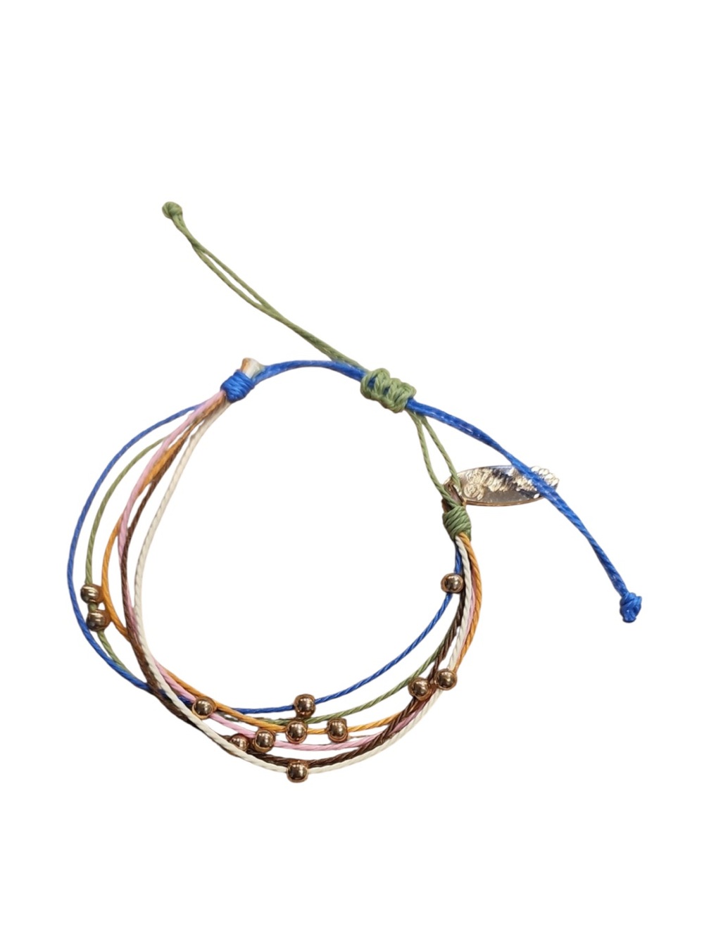 Multicolor Beaded 6 Cord Adjustable Bracelet